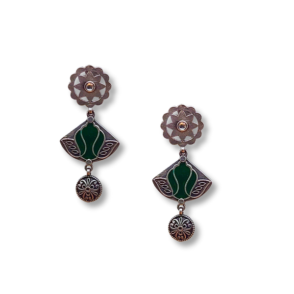 Saanjh Silver Meenakari Earrings